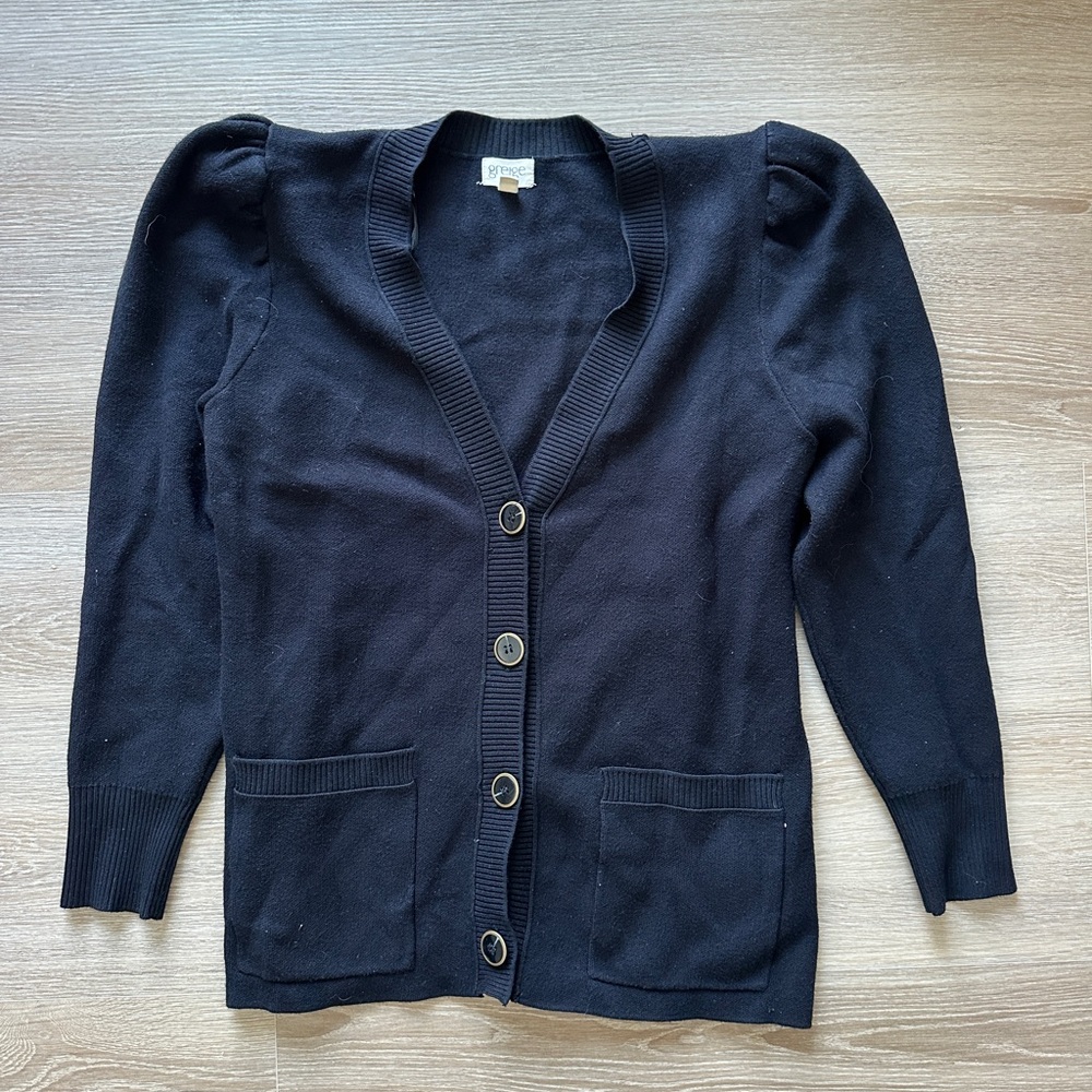 Greige Puff Sleeve Cardigan